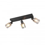 Cadiz - Matt Black 3 Spotlights with Amber Glass