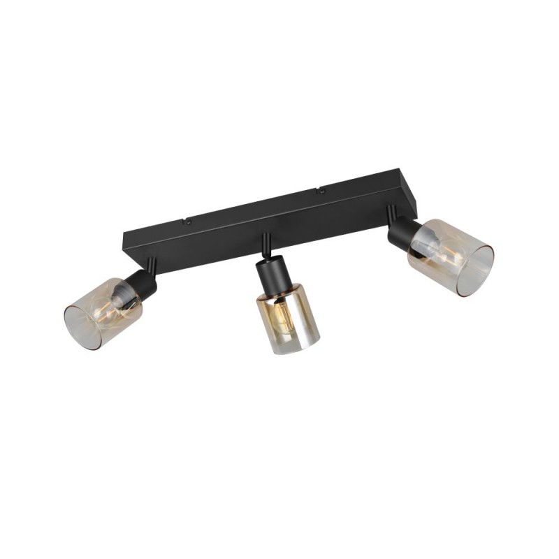 Trio-R81783032 - Cadiz - Matt Black 3 Spotlights with Amber Glass