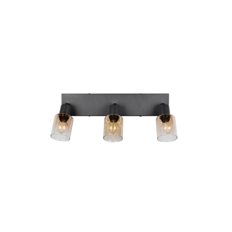 Trio-R81783032 - Cadiz - Matt Black 3 Spotlights with Amber Glass