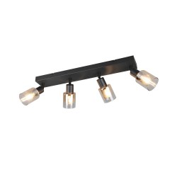 Cadiz - Matt Black 4 Spotlights with Amber Glass
