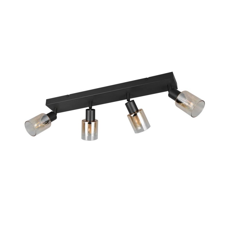Trio-R81784032 - Cadiz - Matt Black 4 Spotlights with Amber Glass