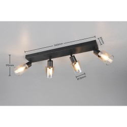 Cadiz - Matt Black 4 Spotlights with Amber Glass