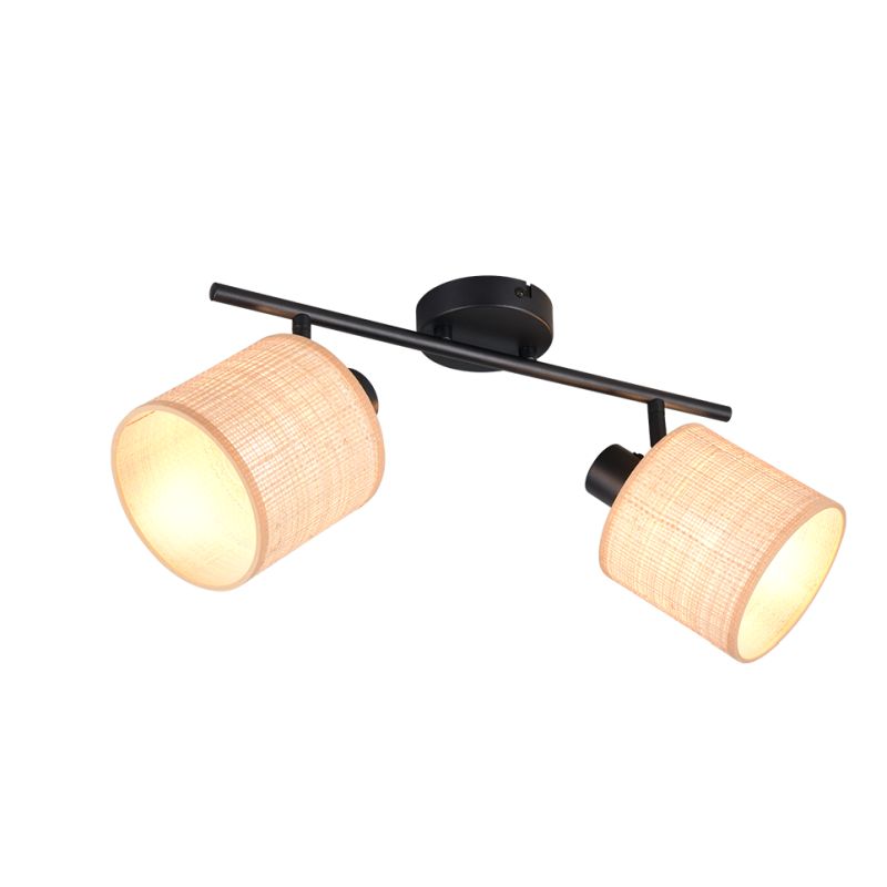 - Aimee - Matt Black 2 Spotlights with Natural Bast Trio-R81852036 - Aimee - Matt Black 2 Spotlights with Natural Bast