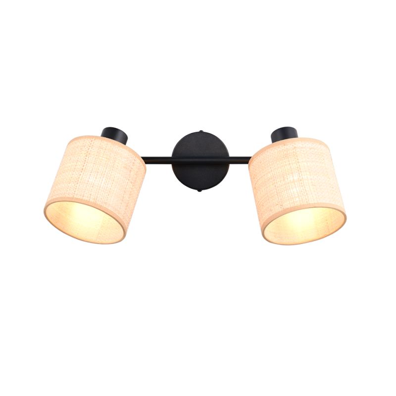 - Aimee - Matt Black 2 Spotlights with Natural Bast Trio-R81852036 - Aimee - Matt Black 2 Spotlights with Natural Bast