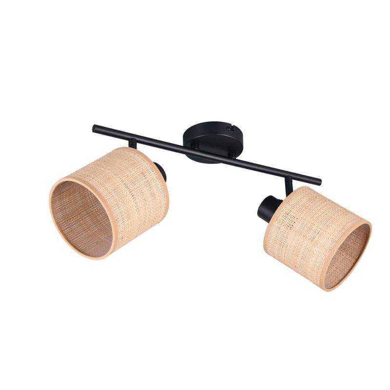 - Aimee - Matt Black 2 Spotlights with Natural Bast Trio-R81852036 - Aimee - Matt Black 2 Spotlights with Natural Bast