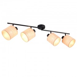 Aimee - Matt Black 4 Spotlights with Natural Bast Aimee - Matt Black 4 Spotlights with Natural Bast