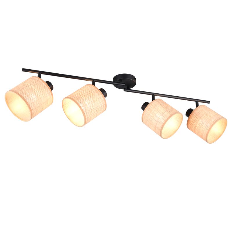 Trio-R81854036 - Aimee - Matt Black 4 Spotlights with Natural Bast