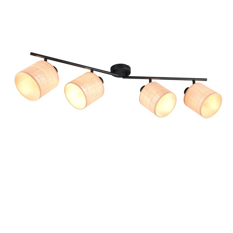Trio-R81854036 - Aimee - Matt Black 4 Spotlights with Natural Bast