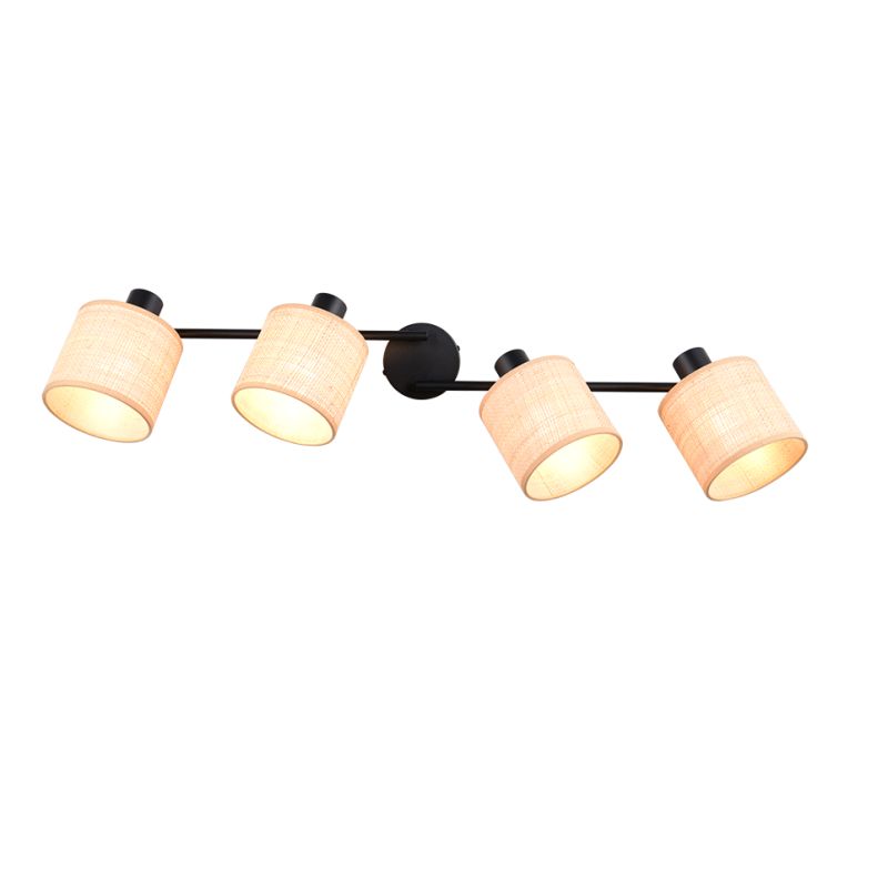 Trio-R81854036 - Aimee - Matt Black 4 Spotlights with Natural Bast