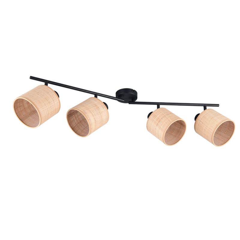 Trio-R81854036 - Aimee - Matt Black 4 Spotlights with Natural Bast
