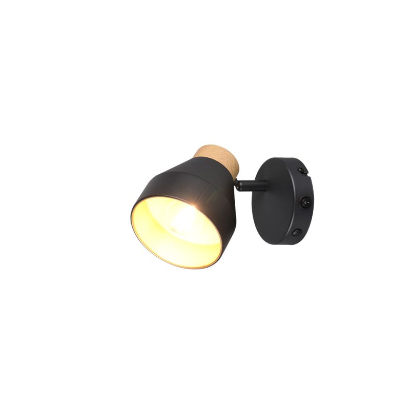 Trio-R81921732 - Valentin - Black & Matt Gold Spotlight with Wooden Detail