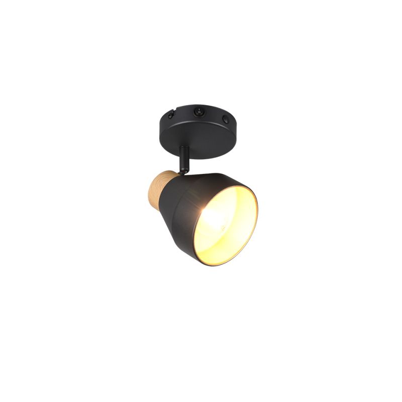 Trio-R81921732 - Valentin - Black & Matt Gold Spotlight with Wooden Detail