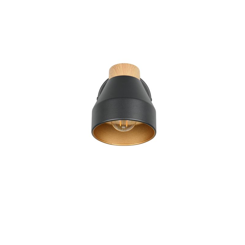 Trio-R81921732 - Valentin - Black & Matt Gold Spotlight with Wooden Detail