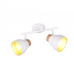 Valentin - White & Matt Gold 2 Spotlights with Wooden Detail Valentin - White & Matt Gold 2 Spotlights with Wooden Detail