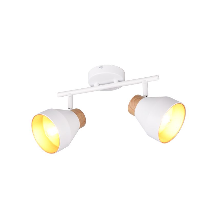 Trio-R81922031 - Valentin - White & Matt Gold 2 Spotlights with Wooden Detail