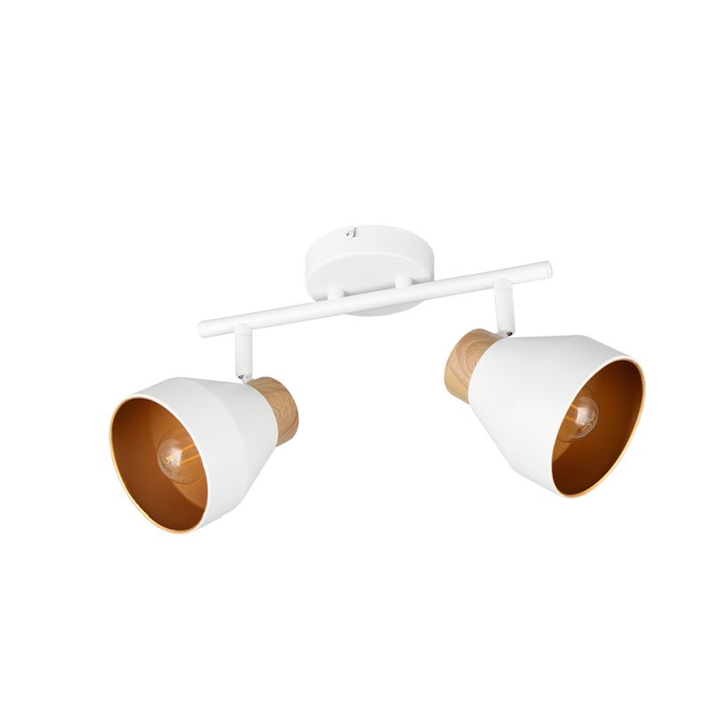 Trio-R81922031 - Valentin - White & Matt Gold 2 Spotlights with Wooden Detail