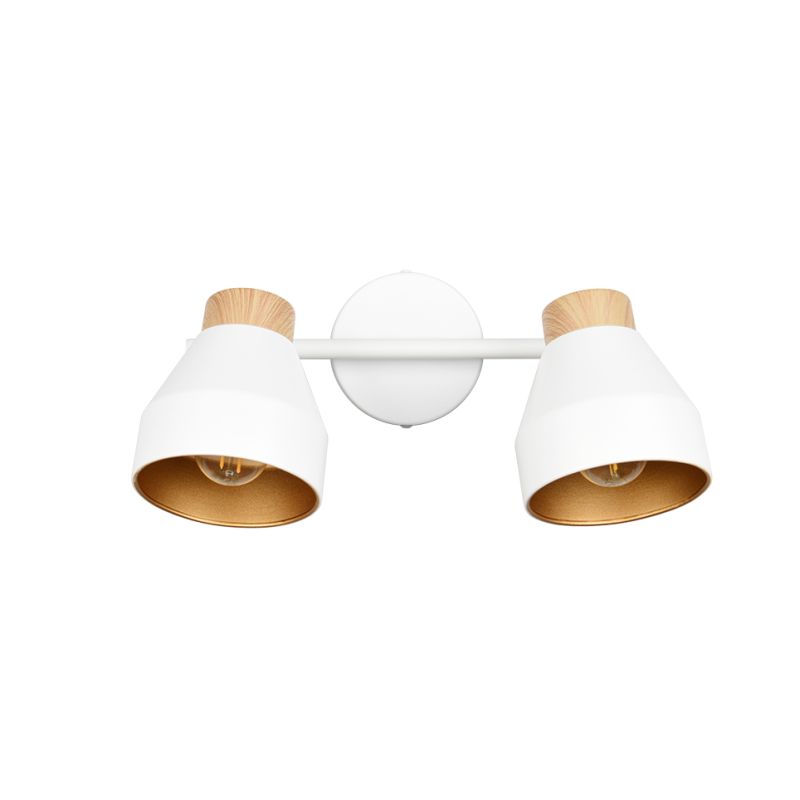Trio-R81922031 - Valentin - White & Matt Gold 2 Spotlights with Wooden Detail