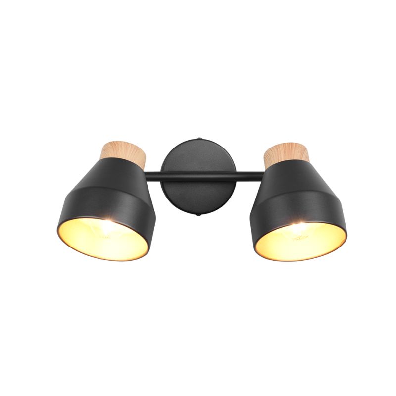 - Valentin - Black & Matt Gold 2 Spotlights with Wooden Detail Trio-R81922032 - Valentin - Black & Matt Gold 2 Spotlights with Wooden Detail