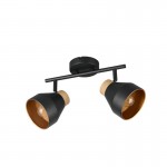 Valentin - Black & Matt Gold 2 Spotlights with Wooden Detail Valentin - Black & Matt Gold 2 Spotlights with Wooden Detail