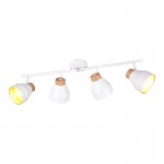 Valentin - White & Matt Gold 4 Spotlights with Wooden Detail Valentin - White & Matt Gold 4 Spotlights with Wooden Detail