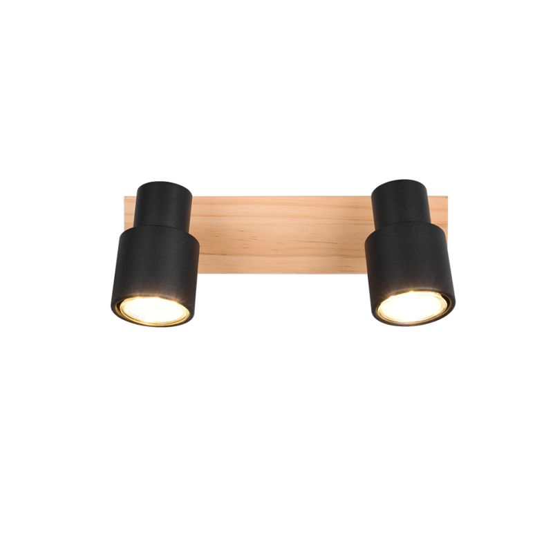 Trio-R81982032 - Pierre - Matt Black & Wooden 2 Spotlights