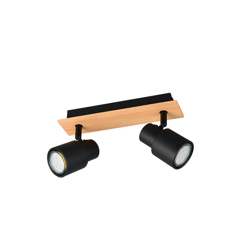 Trio-R81982032 - Pierre - Matt Black & Wooden 2 Spotlights