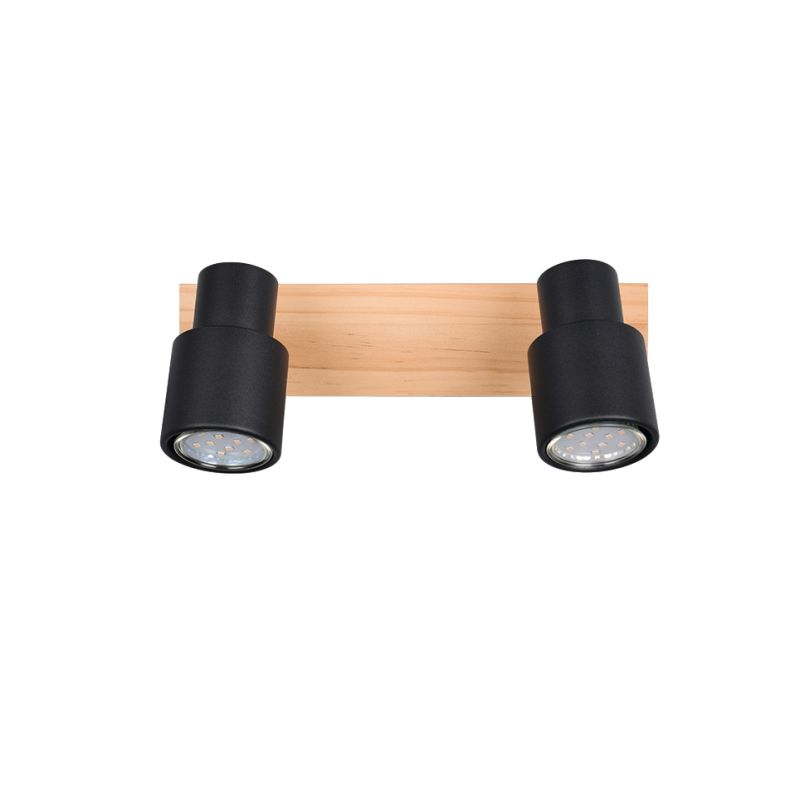 Trio-R81982032 - Pierre - Matt Black & Wooden 2 Spotlights