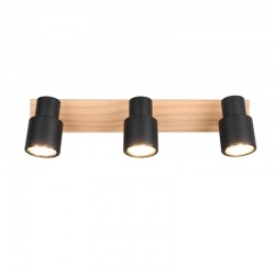 Pierre - Matt Black & Wooden 3 Spotlights Pierre - Matt Black & Wooden 3 Spotlights