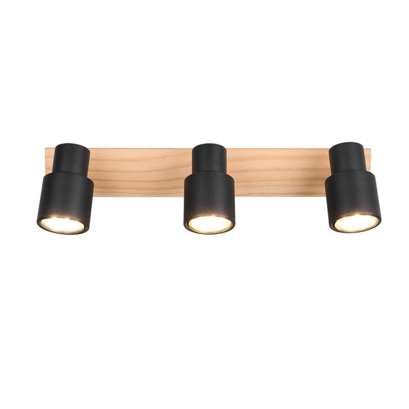Trio-R81983032 - Pierre - Matt Black & Wooden 3 Spotlights