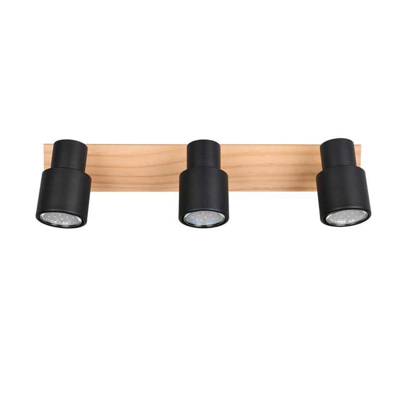 Trio-R81983032 - Pierre - Matt Black & Wooden 3 Spotlights
