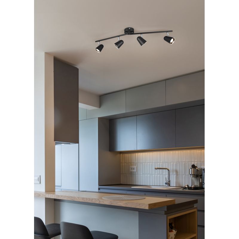 Trio-R82124132 - Toulouse - Black & Silver LED 4 Spotlights