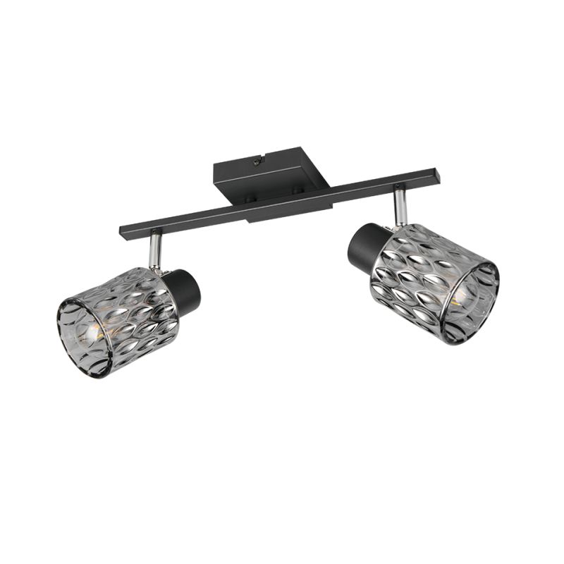 Spot & Downlights - Jack - Matt Black 2 Spotlights with Mirrored Smoked Glass Trio-R86422032 - Jack - Matt Black 2 Spotlights with Mirrored Smoked Glass