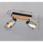 Travia - Wooden & Black 2 Light Spotlights with Smoked Glass