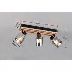 Travia - Wooden & Black 3 Light Spotlights with Smoked Glass