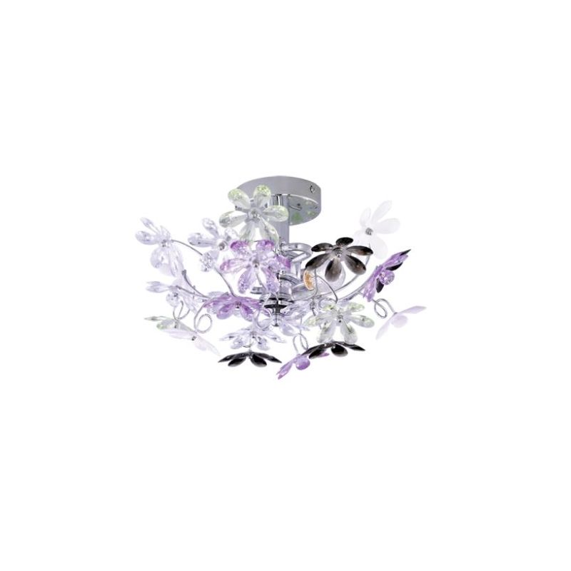 Trio-R20012017 - Flower - Chrome 2 Light Wall/Ceiling Lamp with Multicolour Flowers