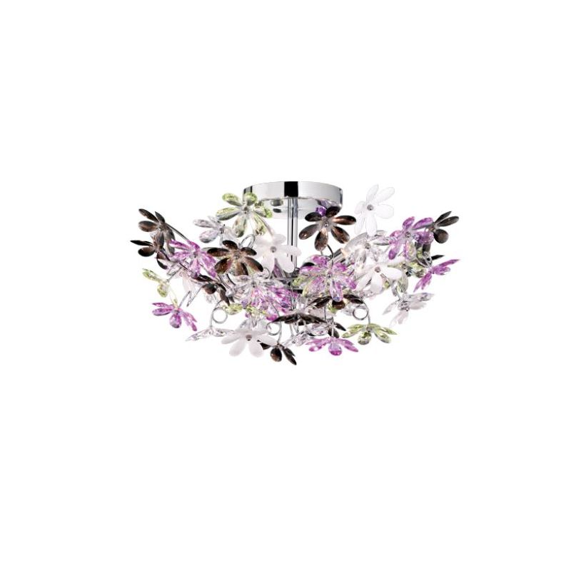Trio-R60014017 - Flower - Chrome 4 Light Ceiling Lamp with Multicolour Flowers
