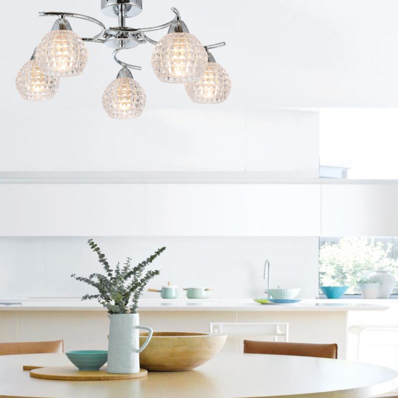Ceiling Lights - Crocus - Decorative Clear Glass with Chrome 3 Light Ceiling Lamp Prism-70071-052 - Crocus - Decorative Clear Glass with Chrome 3 Light Ceiling Lamp
