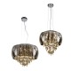 Ceiling Lights - Rose - Smoky Glass & Crystal with Chrome 9 Light Pendant Prism-70023-052 - Rose - Smoky Glass & Crystal with Chrome 9 Light Pendant