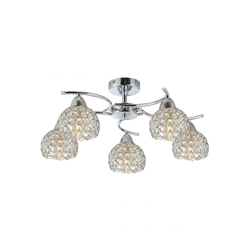 Ceiling Lights - Aster - Crystal with Polished Chrome 5 Light Ceiling Lamp Prism-70060-052 - Aster - Crystal with Polished Chrome 5 Light Ceiling Lamp