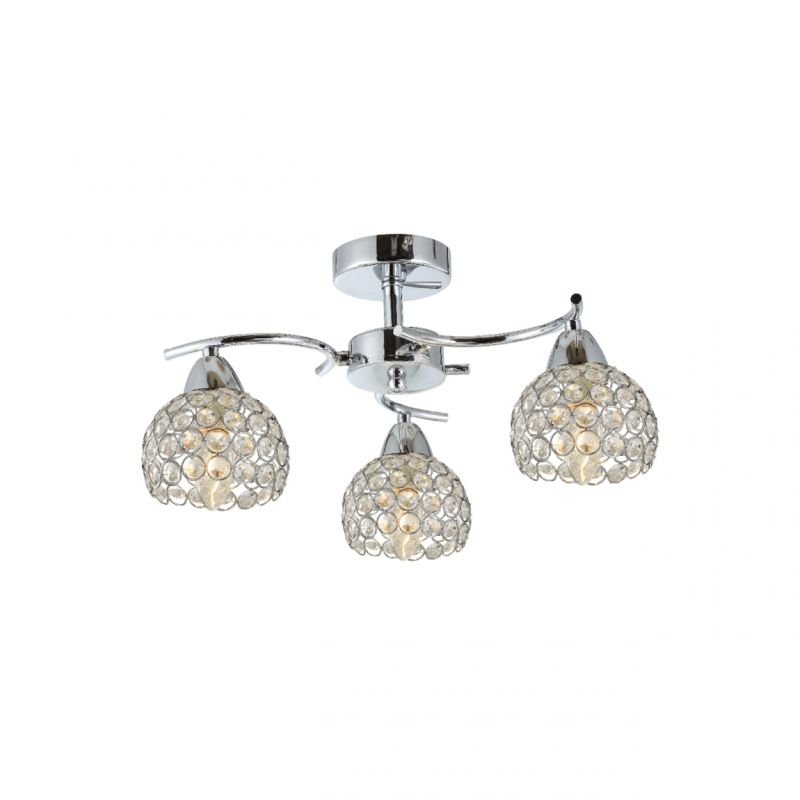 Ceiling Lights - Aster - Crystal with Polished Chrome 3 Light Ceiling Lamp Prism-70061-052 - Aster - Crystal with Polished Chrome 3 Light Ceiling Lamp