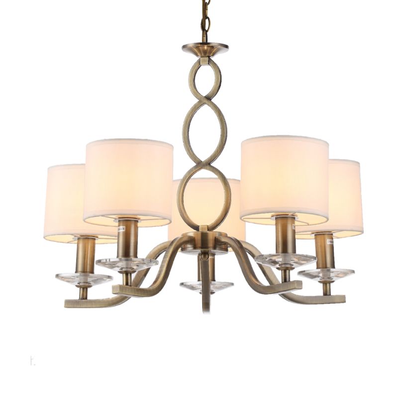 Ceiling Lights - Tulip - White Shades with Antique Brass 5 Light Centre Fitting Prism-70051-052 - Tulip - White Shades with Antique Brass 5 Light Centre Fitting