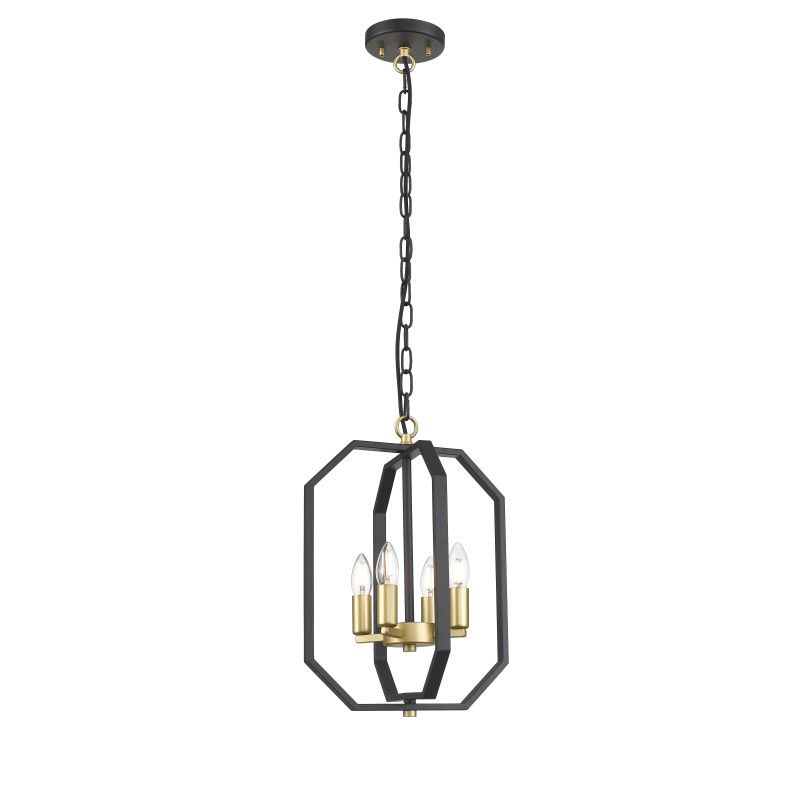 Prism-P0564-04F-P7TF-IE01 - Berlin 1 - Matt Black & Gold 4 Light Pendant