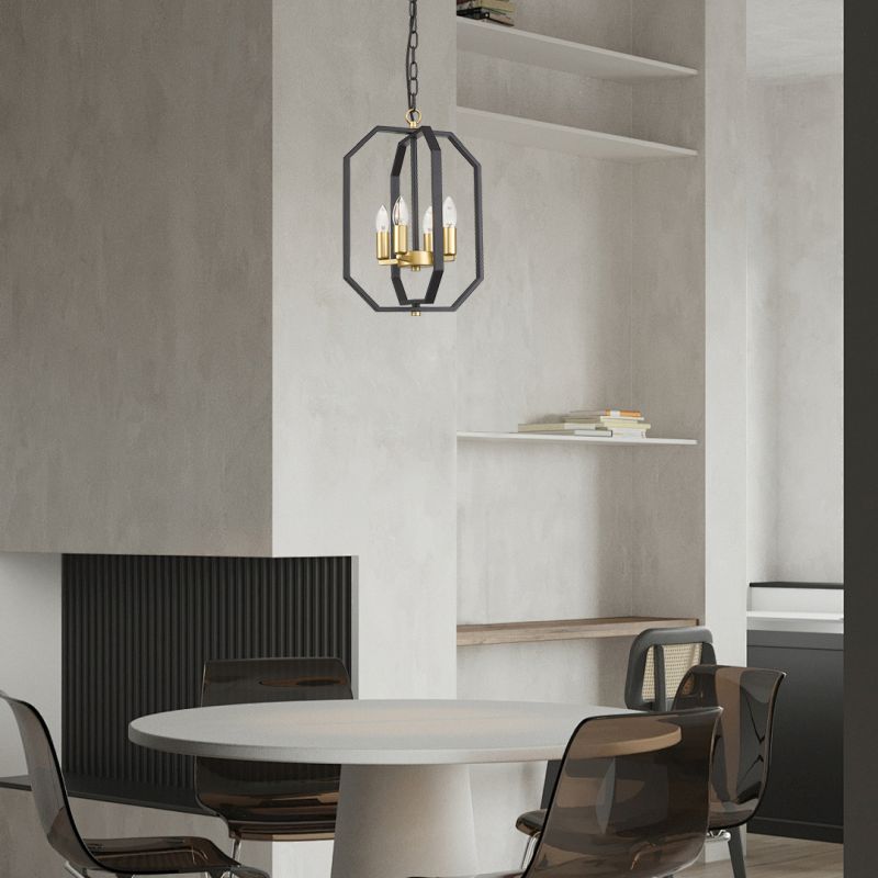 Prism-P0564-04F-P7TF-IE01 - Berlin 1 - Matt Black & Gold 4 Light Pendant