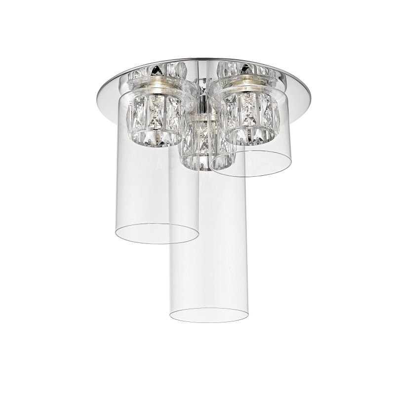Ceiling Lights - Madrid 1 - LED Clear Glass with Crystal 3 Light Flush C0389-03F-B5AC - Madrid 1 - LED Clear Glass with Crystal 3 Light Flush