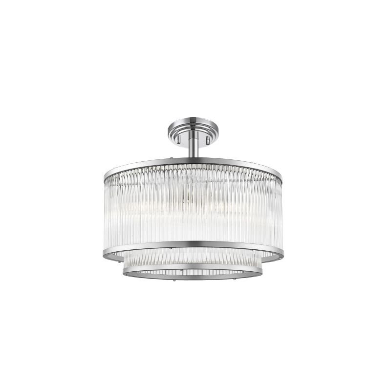 Ceiling Lights - Monaco 1 - Clear Glass Rods & Chrome 5 Light Semi Flush Prism-C0528-05H-F4AC - Monaco 1 - Clear Glass Rods & Chrome 5 Light Semi Flush