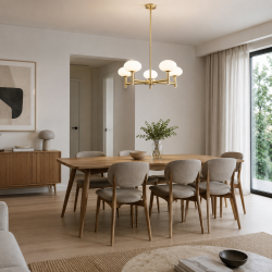 Chicago 1 - Brushed Brass 5 Light Cente Fitting with White Opal Glass