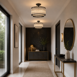 Monaco 2BK - Matt Black 5 Light Semi Flush with Clear Glass Rods