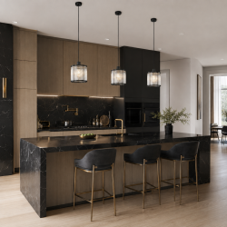 Monaco 3BK - Matt Black Pendant with Clear Glass Rods