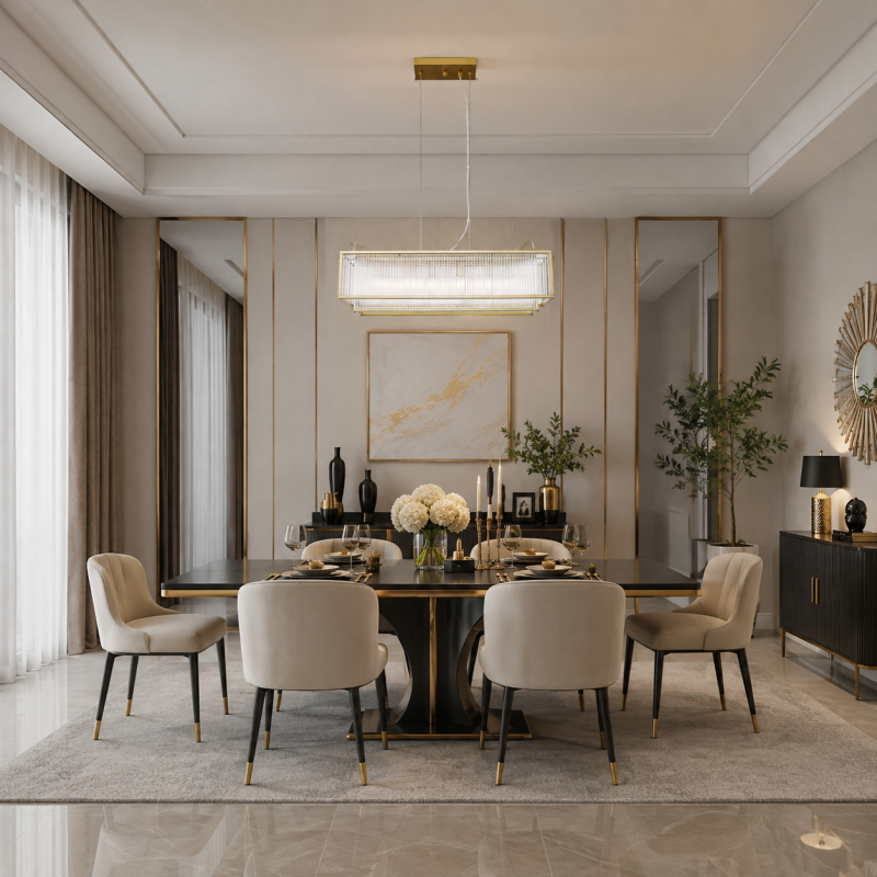 Prism-P0528-06R-V6AC-IE01 - Monte Carlo 4 - Matt Gold 6 Light over Island Fitting with Clear Glass Rods