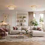Monte Carlo 2 - Matt Gold 5 Light Flush with Clear Glass Rods & Diffuser